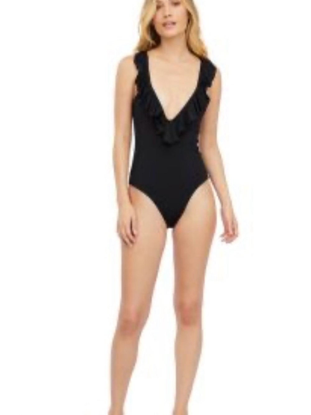 Black Ruffle One-Piece Swimsuit - Picture 6 of 7